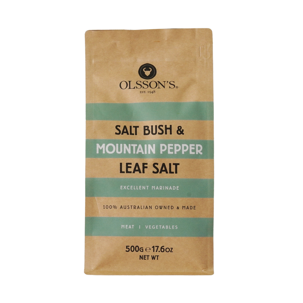 Saltbush & Mountain Pepper Leaf Salt Kraft Bag 500g